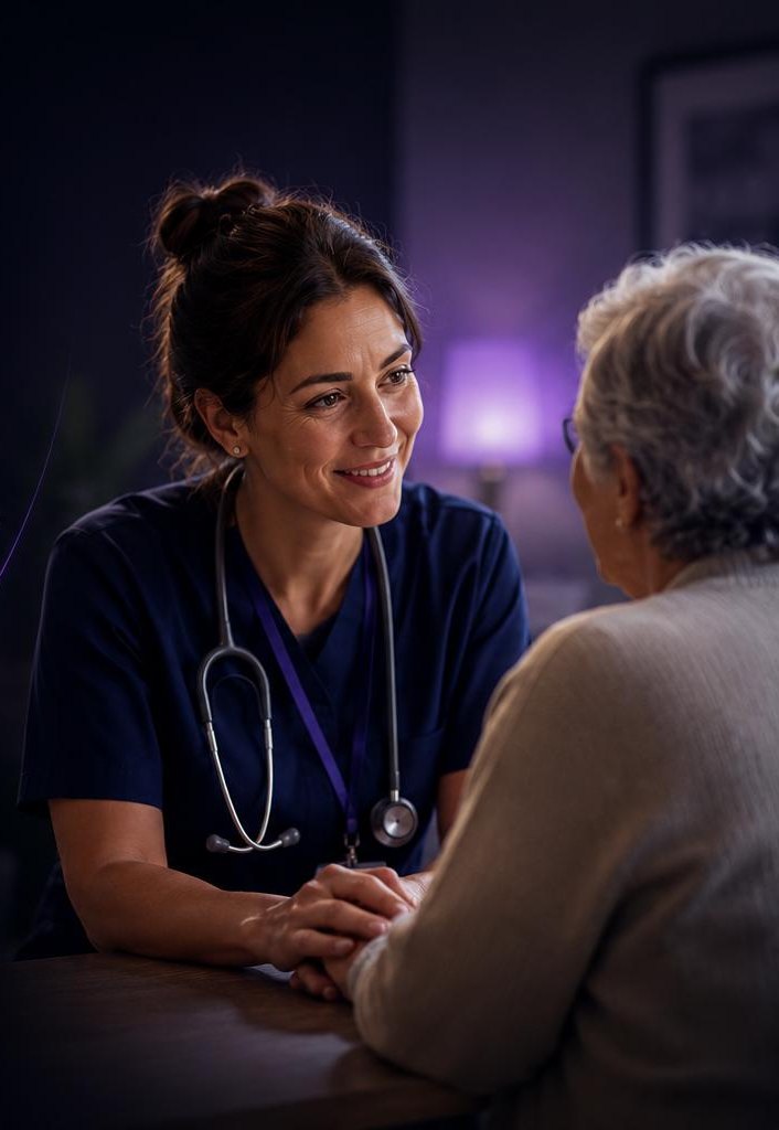 A clinician with an older patient
